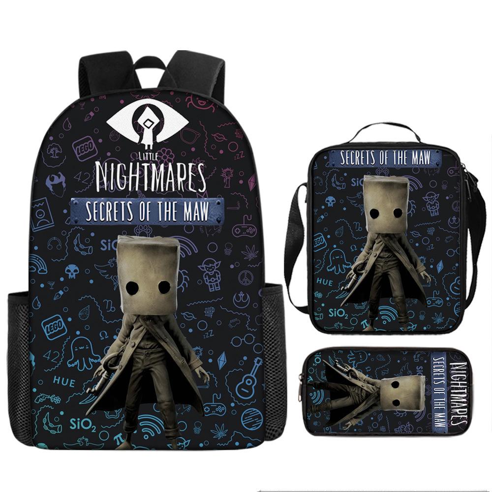 Luxury Popular Novelty Little Nightmares 3D Print 3pcs/Set pupil School Bags Laptop Daypack Backpack Lunch bag Pencil Case