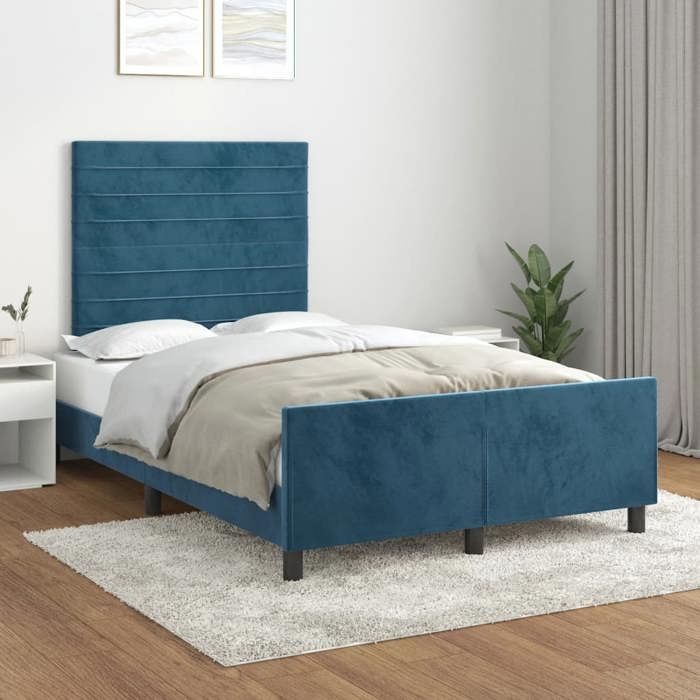 VidaXL Bed Frames with Headboard, Upholstered Bed, Double Bed, Adult Bedroom Interior Bed, Modern, Blue 3270588