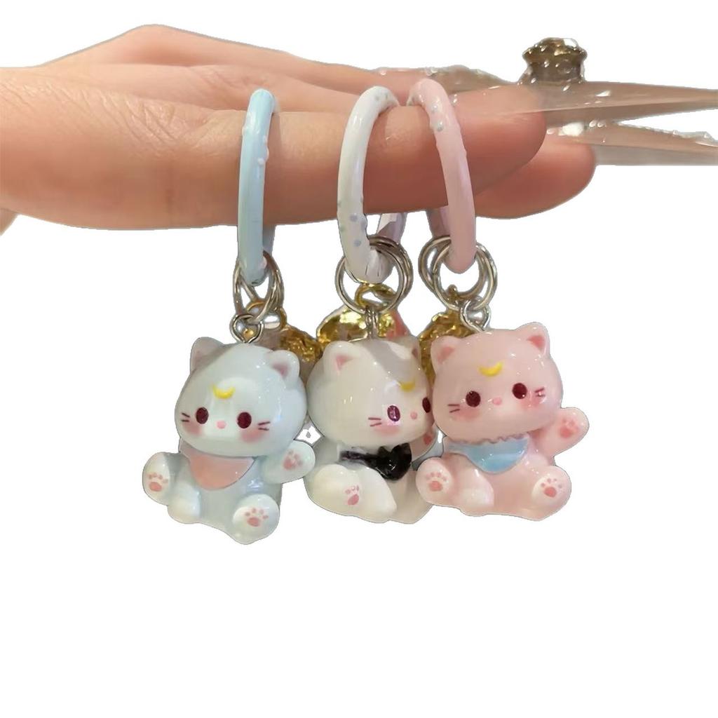 Cute Lucky Cat Bell Keychain Cartoon Bag Pendant Girl Sweet Key Ring Pendant Girlfriend Gift