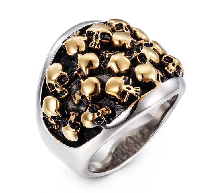 Men's Trendy Stainless Steel Skull Ring - Multi-Ghost Design