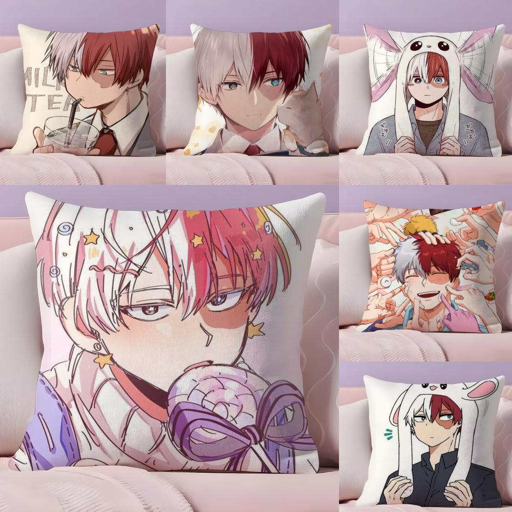 Kawaii SShoto TTodoroki Chibi Cushion Cover Plush Fabric Soft DoubleSided Printed Sofa Warm Winter Home Gift Pillow Cover