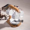 Tassenhalter Tassenständer - Bambus Kaffeetassenständer Heimaufbewahrung Kreativer Teebecher- und Untertassen-Präsentationsorganisator - Fassungsvermögen für 6 Tassen