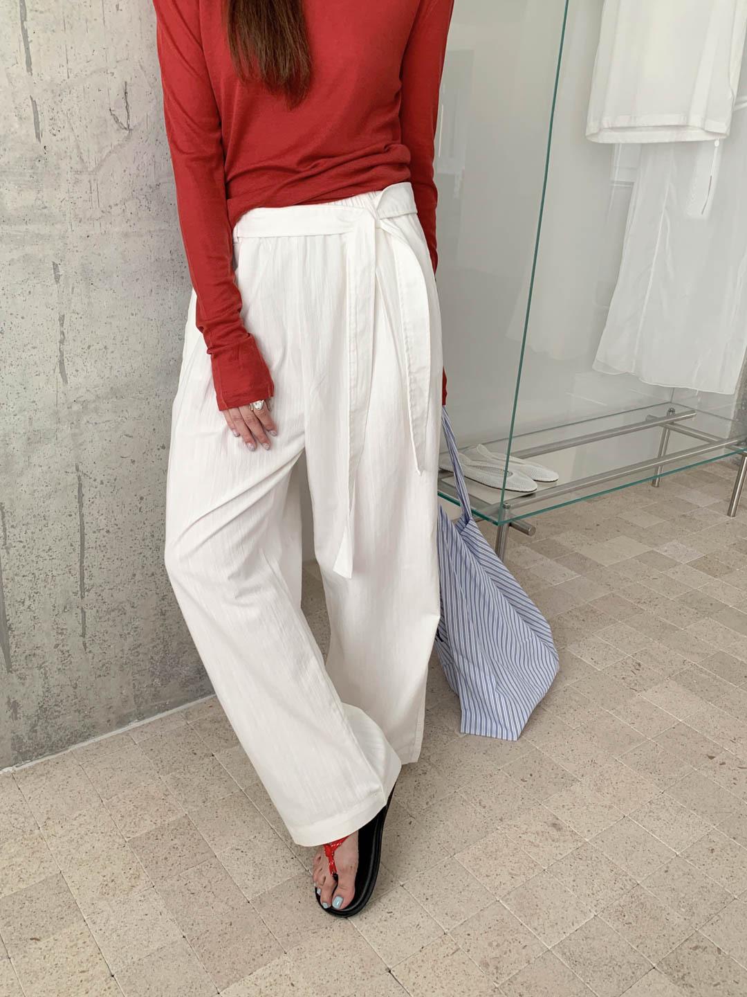 

GAGD Women s Soft Bamboo Wide-Leg Tie-Up Pants Medium белый