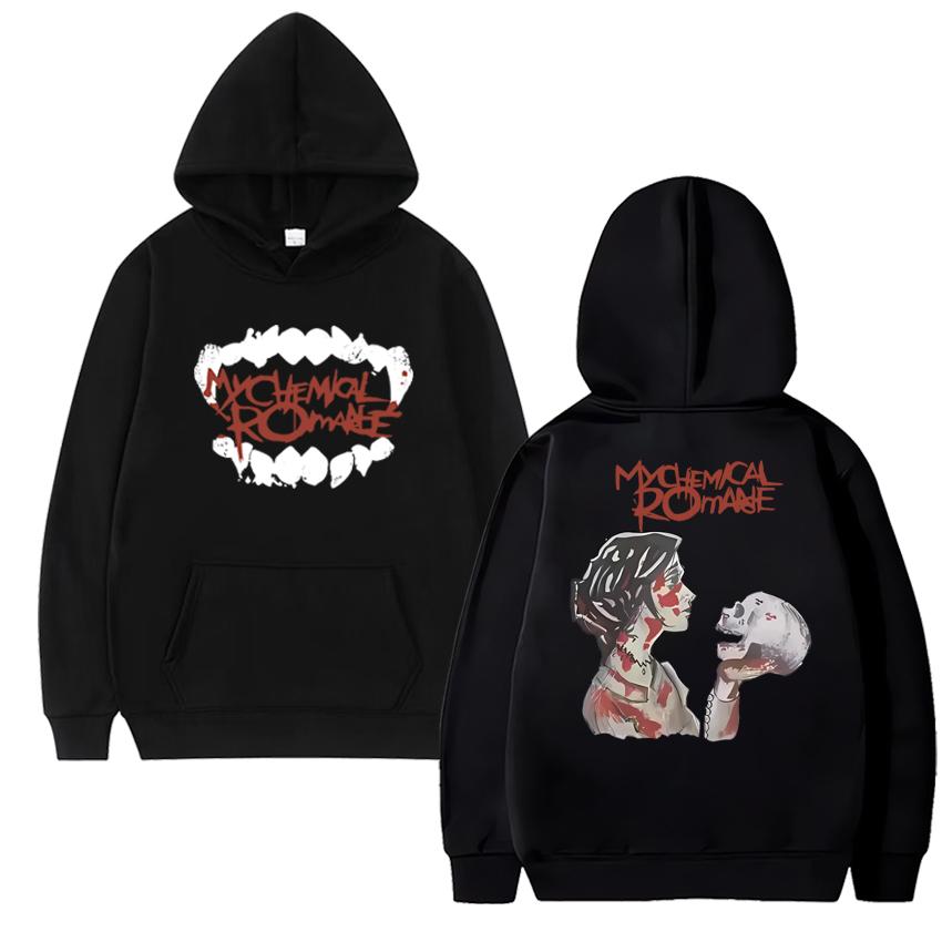 Rock Band My Chemical Romance Gothic Double Sided Graphics Streetwear Unisex Vintage Hip Hop Hoodies Men Women Cotton Sweatshirt