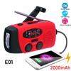 E01 Emergency Hand Crank Solar Radio 2000mAh Power Bank FM AM NOAA WB Weather Radio LED Flashlight Portable Outdoor Phone Charger For Camping Survival