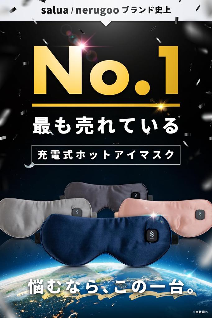 Hot Eye Mask, USB Rechargeable [Cordless, Stress-Free & Relaxing], Cute Silk, SALUA (Navy)