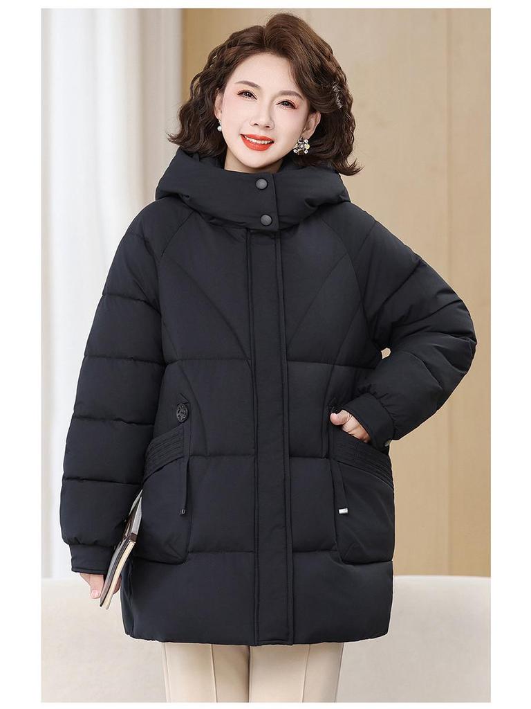 Plus Size Winter Cotton Jacket for Middle-Aged and Elderly Women