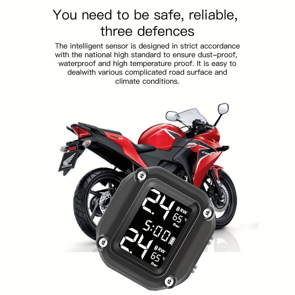 Motorcycle TPMS Wireless Tire Pressure Monitor Real-time Display Waterproof System