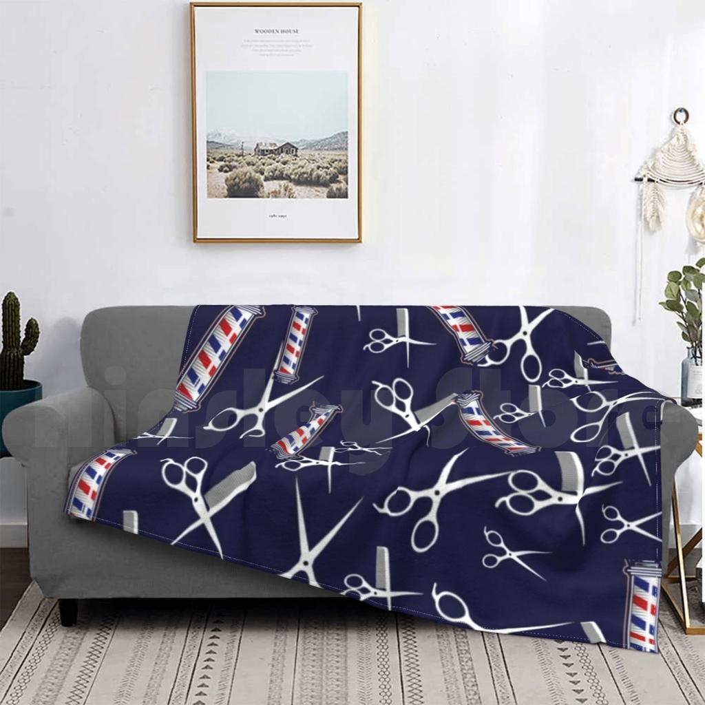 Barber Shop Pattern Hair Stylist Fashion Blanket For Sofa Bed Travel Barber Birthday Barber Barber Inspired