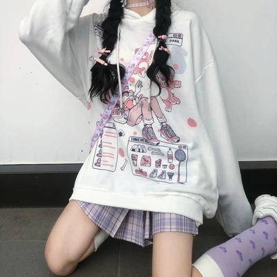 Oversized Hoodie Dames Gothic Harajuku Kawaii Anime Bedrukte Hoodies Jas Dames Lente Herfst sweetshirts E Girl Kleding