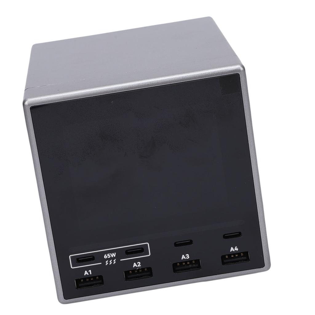 80W USB A Charging Station 4 Port USB C PD Fast Charging Station Color Digital Display Support PD3.1 PD3.0 QC3.0 for Laptops