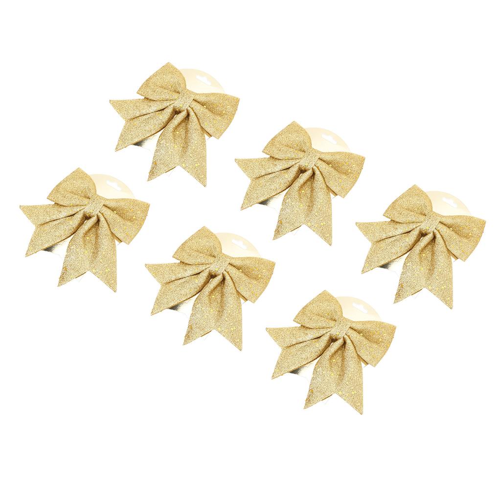 6pcs Glitter Bow Ornaments Multifuntional Party Accessories Xmas Decorative Glitter Ties for Valentine Day Wedding