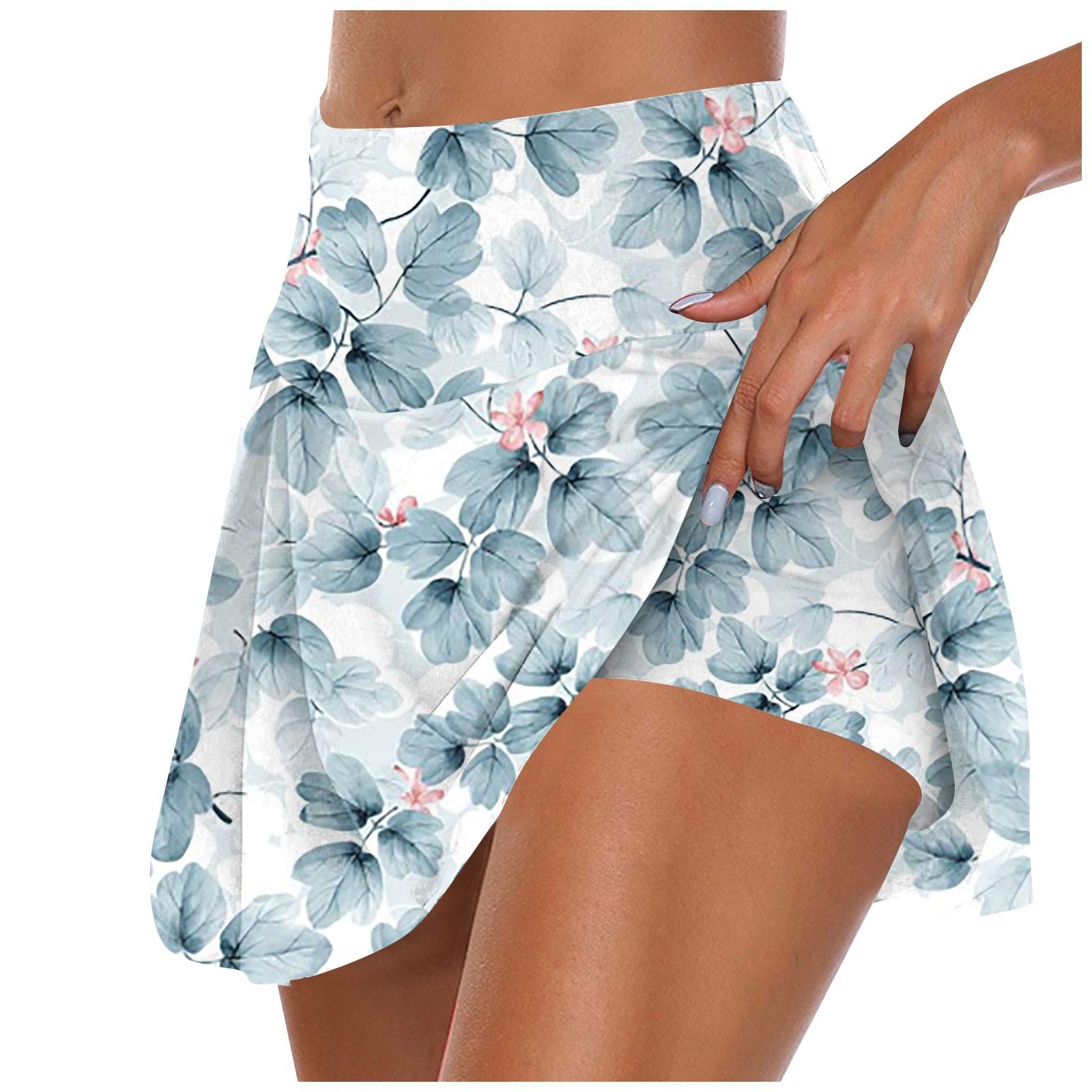 

Women s Athletic Stretchy Pleated Tennis Skirts Run Yoga Inner Shorts Elastic Sports Golf Skorts S