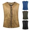 Pánská Vintage vesta Středověká vesta s výstřihem do V bez rukávů Krajkový Cardigan Jednobarevný Tenký Steampunk Vesta v renesančním gotickém stylu