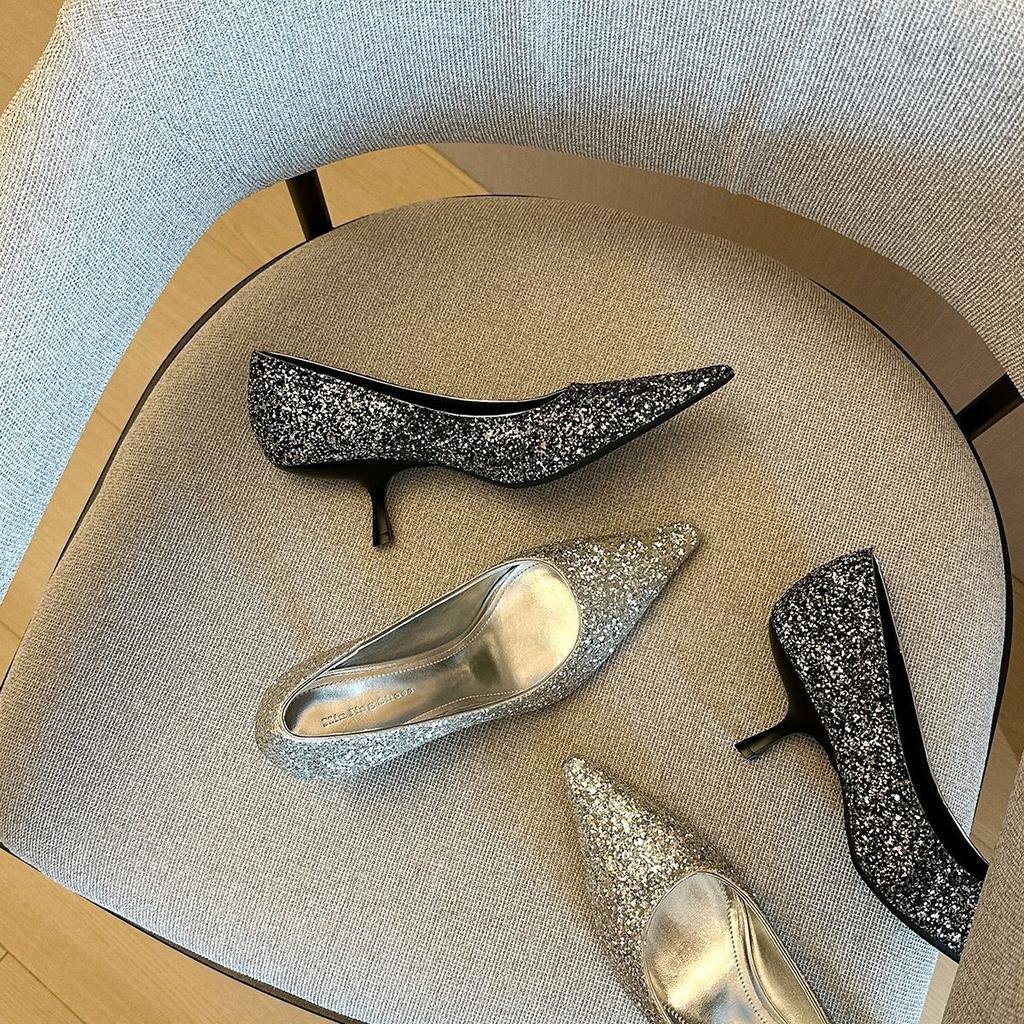 6982-3 Premium super flash pointed high heels women's autumn new full diamond sexy banquet high heels stiletto single shoes