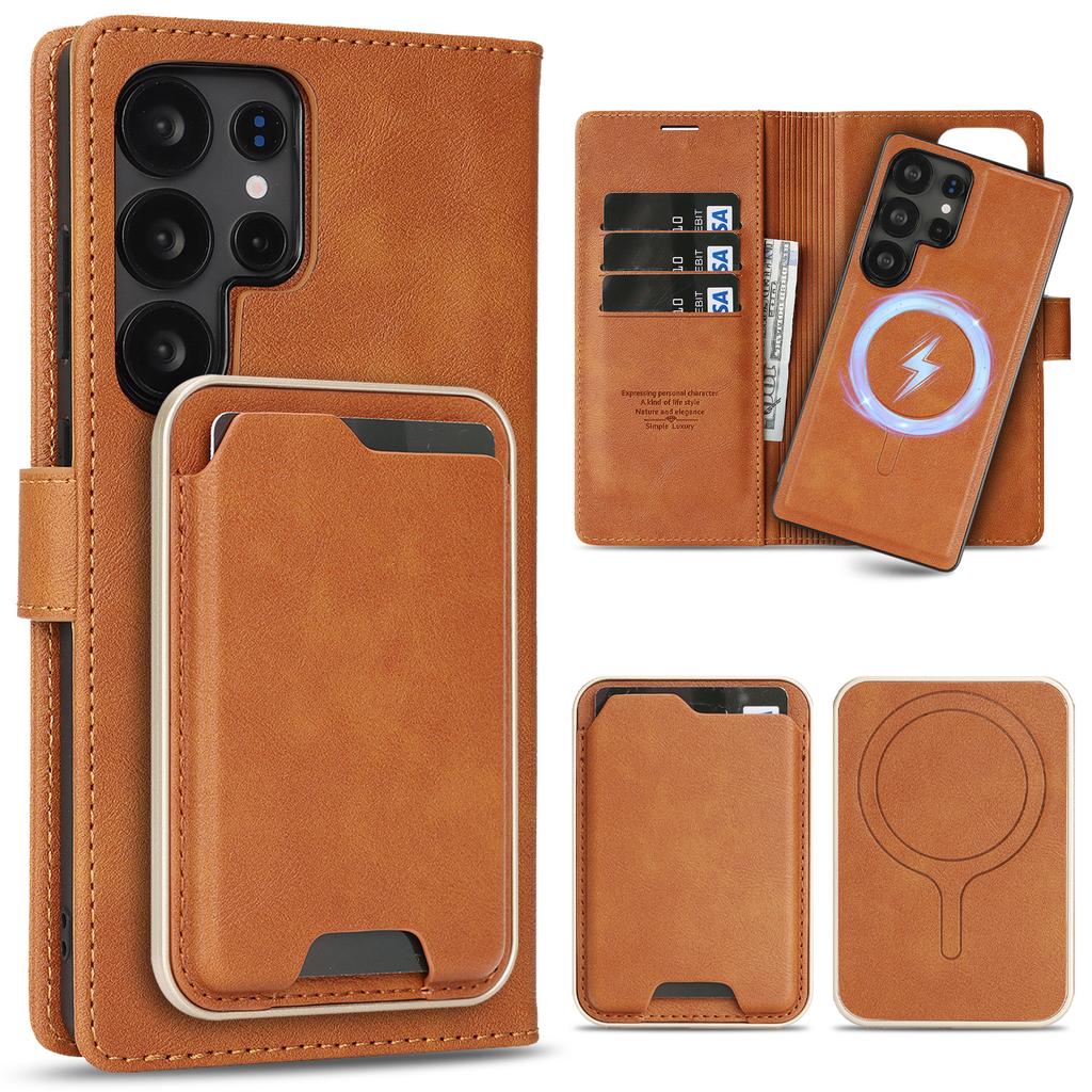 3 In 1 Detachable Card Solt Magnetic Wallet Leather Case For Samsung S25 Ultra S25Edge S24 Plus S23 S22 Flip Book Bag Cover