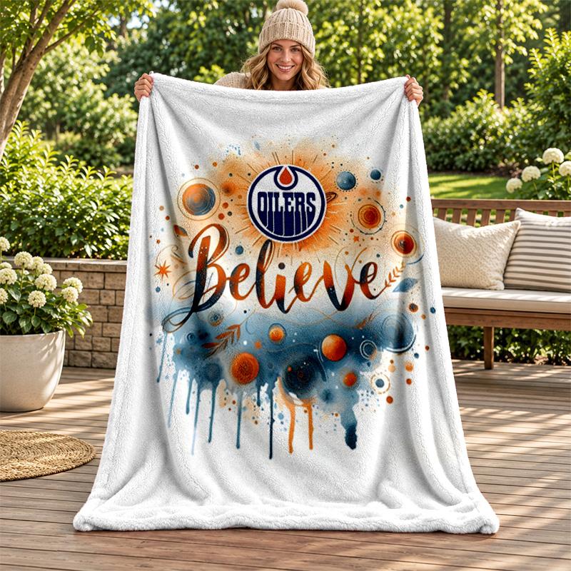 Edmonton Oilers blanket Flannel Blanket Soft Cozy Plush Throw for Sofa Bed Lightweight Home Decoration Gifts for Christmas various holidays