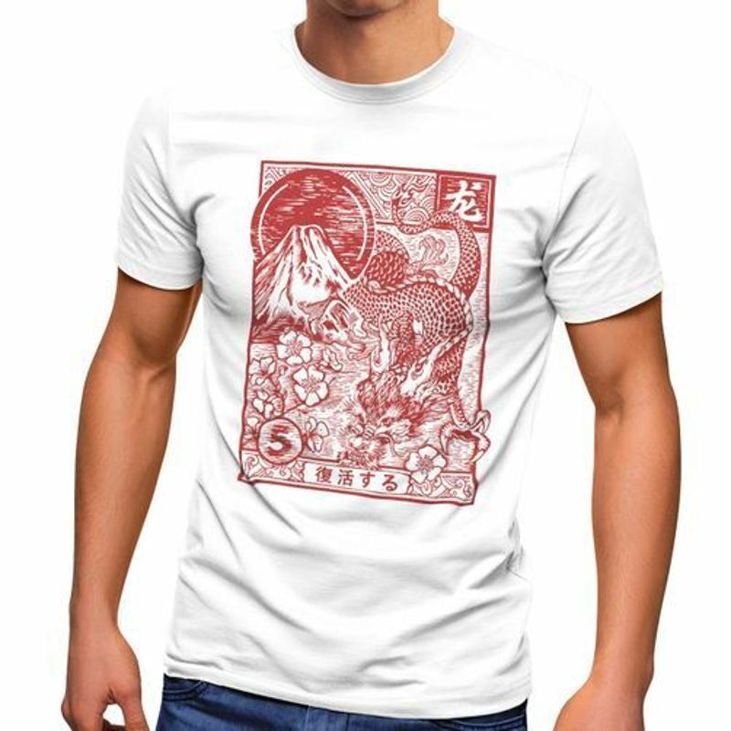T-shirt de mode d art de tatouage de personnage d asie de Dragon dragon pour hommes S разноцветный