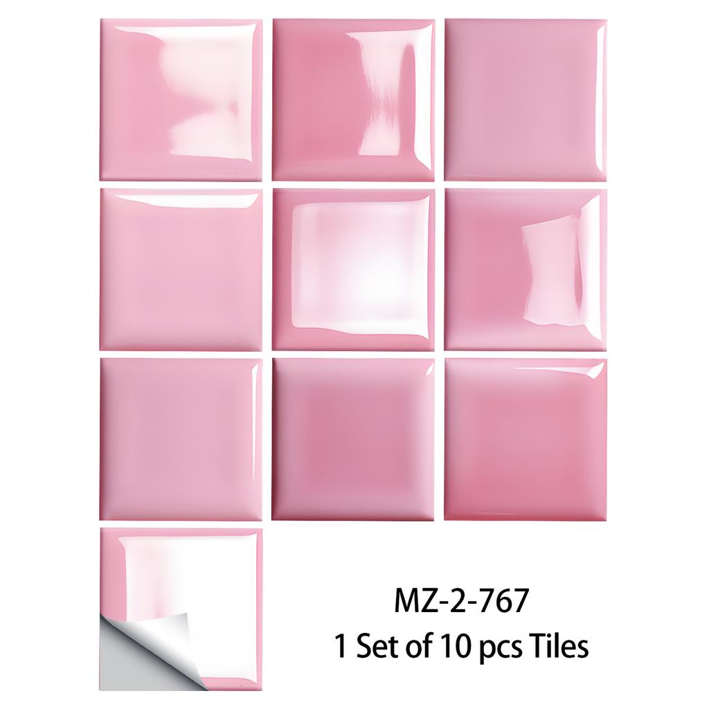 10Pcs Luxury Pink Brick Wall Stickers Imitation Brick Bedroom Decoration Waterproof Self Adhesive Tile Wallpaper Kitchen Cupboard Decor