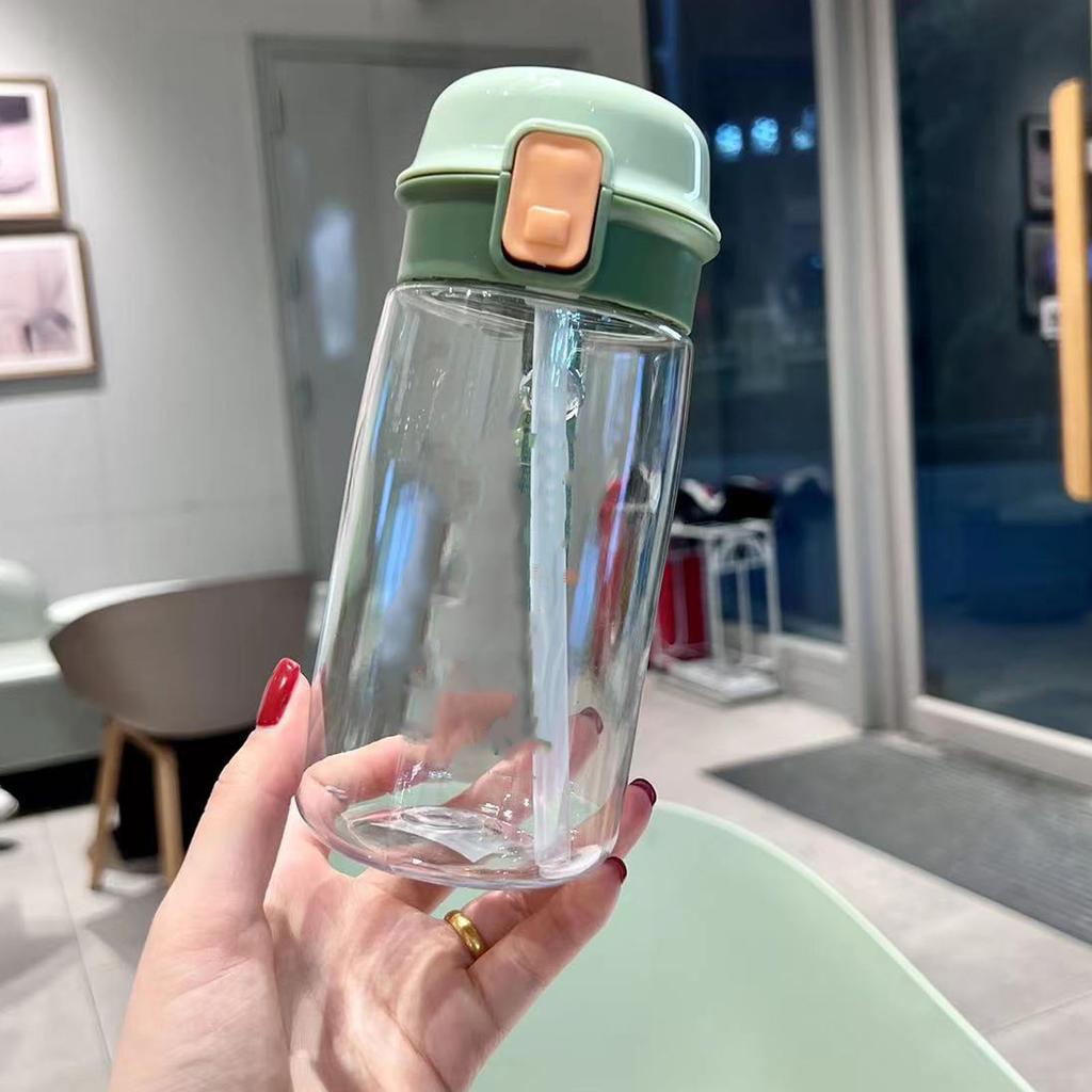 Kids Water Bottle with Straw Lid Drinking Water Bottle with Carrying Strap Marking Large Capacity