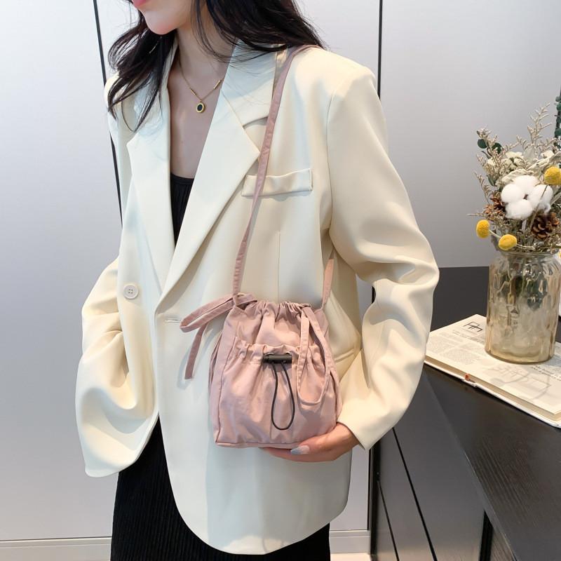 Trendy Korean Canvas Bucket Bag For Women Vintage Chic Summer Shoulder Bag