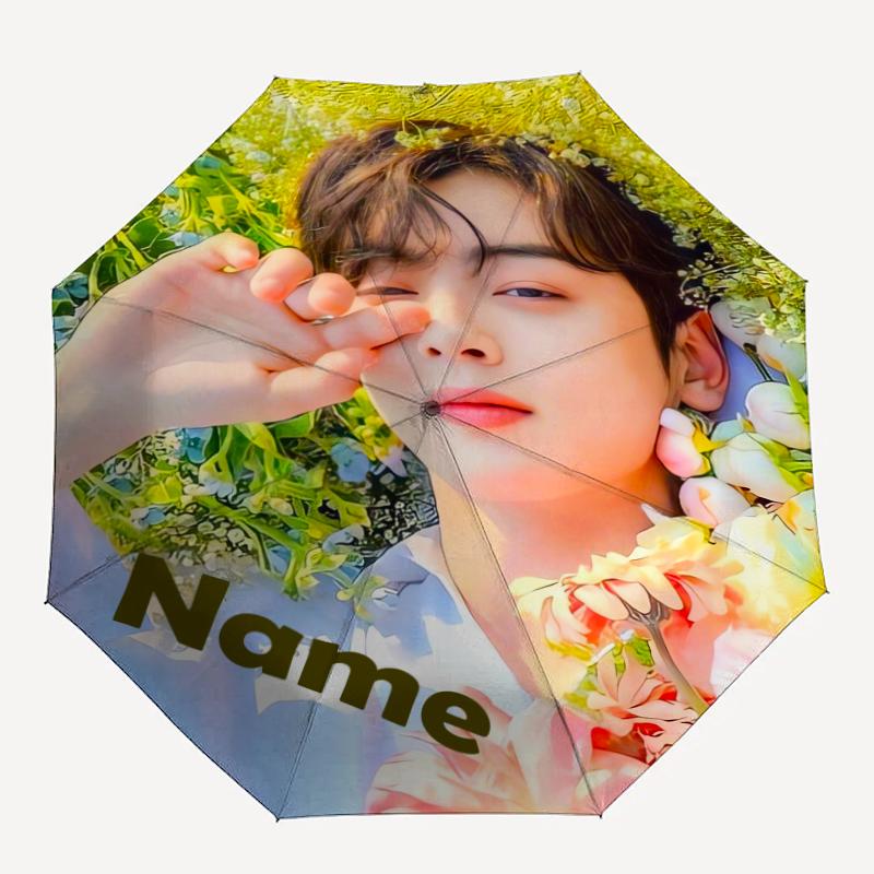 Paraguas Automático Personalizado con Nombre Tema Cha Eun-woo, Ligero y Portátil, 8 Varillas, Perfecto para Viajes al Aire Libre, Cumpleaños, Navidad, Regalos.