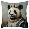 1pc, Victorian Royal Panda Portrait Pillowcase, 45.72 X 45.72 Cm, Short Plush Decor, Single-Sided Print, Zipper Closure, Suitable for Sofa, Living Roo