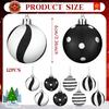 12 Pcs Black and White Christmas Ball Ornaments 2.36 Inch Xmas Stripe Dot Hanging Ornaments Plastic Glitter Tree Decorations for Christmas Halloween