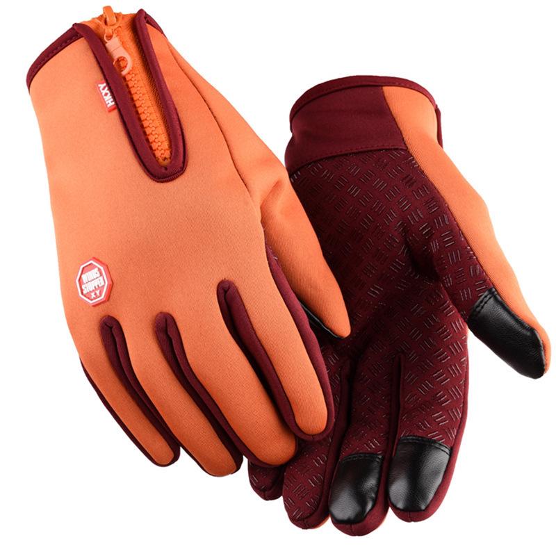 Unisex Fleece-Lined Waterproof Gloves: Touchscreen, Cold-Proof, Zippered for Outdoor Cycling & Motorcycling