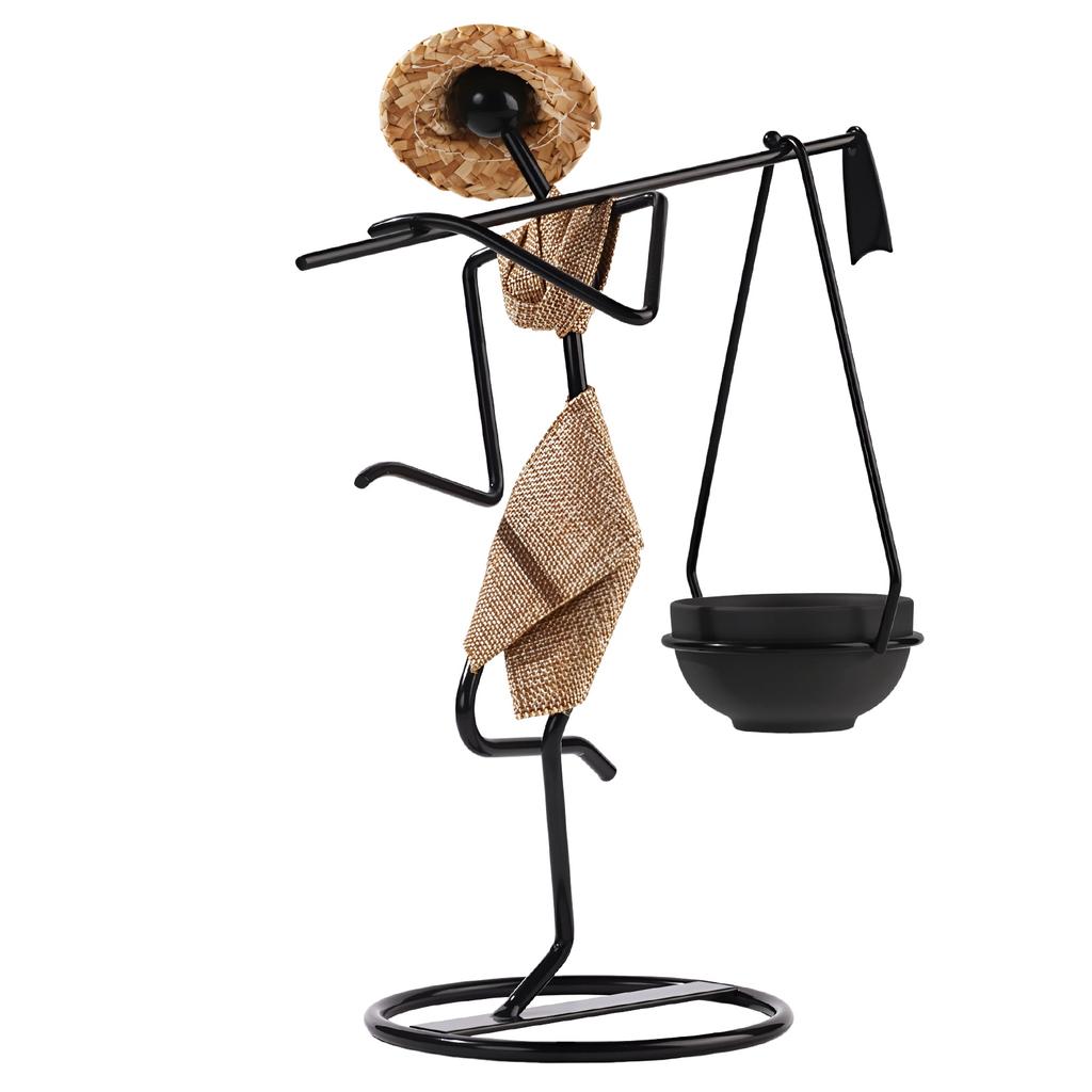 African-Inspired Tea Light Candle Holder with Metal Art Girl Figure A Type