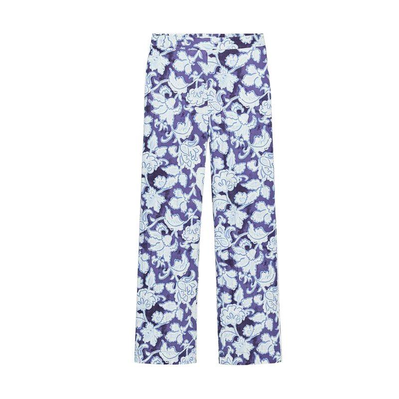 

Summer Women s Flower Print Short Sleeve Lapel Short Shirt 3149596 Loose Casual Trousers 2657596 Blue pants L