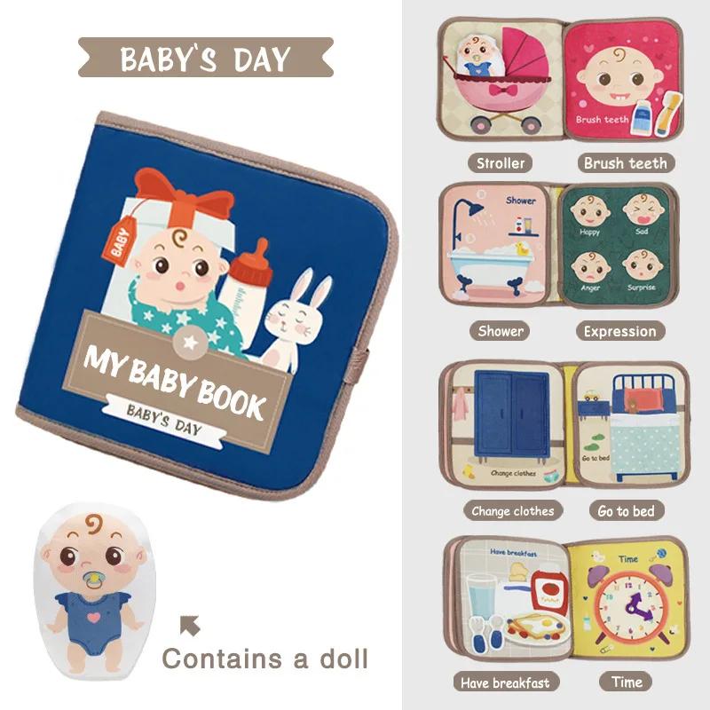 1Pcs Plush Baby Book Montessori Early Education Quiet Cloth Book Learning Toys For Babies 0-6 Months And Up Enlightenment Puzzles