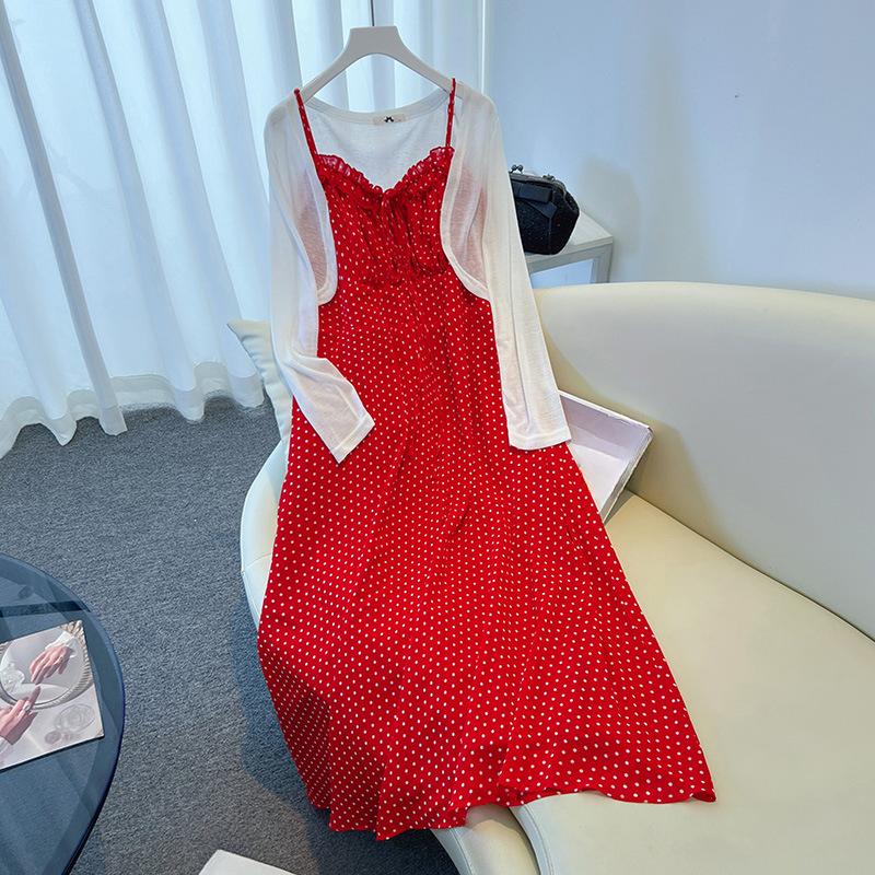 

Комплект из двух предметов: женское платье-халтер большого размера и кардиган для летнего отпуска 6XL