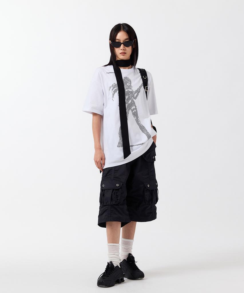 ODDSTUDIO Pixel Rock Star Graphic Oversized T-Shirt - White