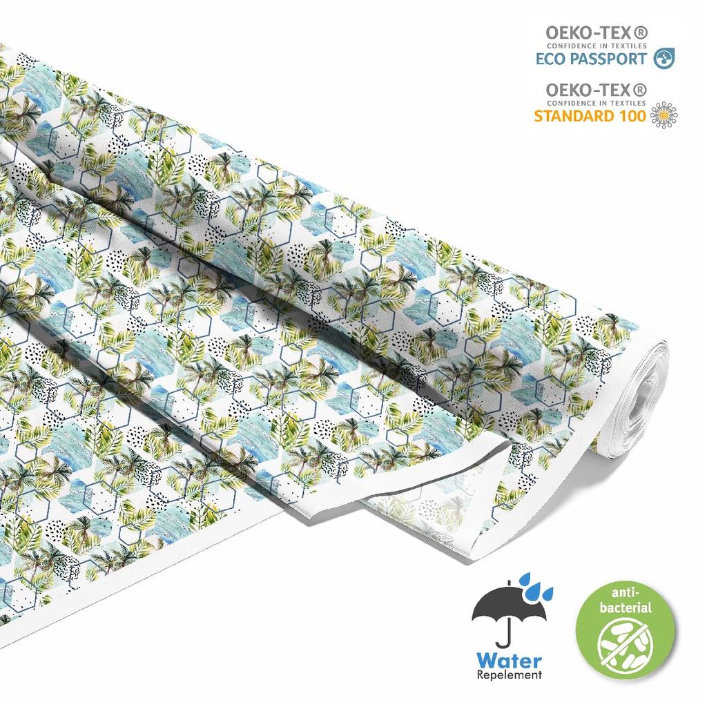 Outdoor Dekostoffe Oxford - Motiv Geometrisch Palmen I Dx188