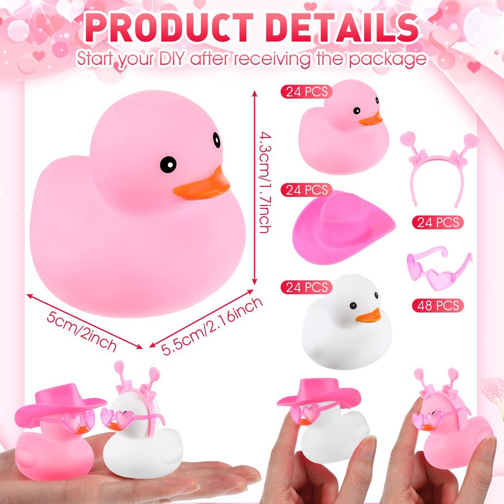 24/48 Pcs Valentine's Day Rubber Ducks 2 Inch Mini Valentine's Day Ducks Bath Toys Party Decorations Holiday Rubber Ducks
