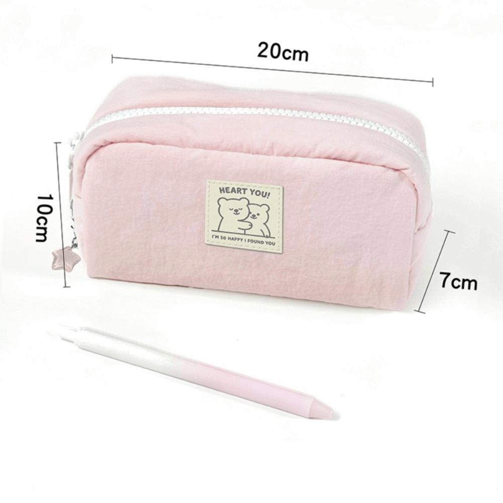 New Solid Color Pen Bag Large Capacity Cartoon Pencil Pouch Gift with Star Pendant Stationery Organizer School Office