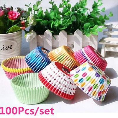 100 teile/satz Bunte Muffin Kuchen Cupcake Backförmchen Fall Werkzeug (100 Stück haben alle die gleiche Farbe)