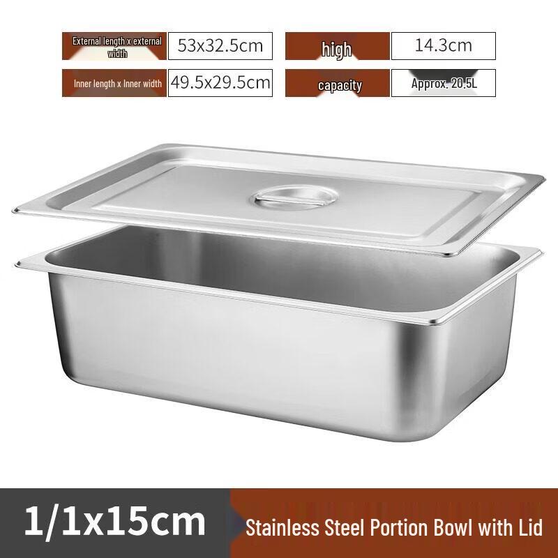 Zhebu Stainless Steel Rectangular Food Pan with Lid