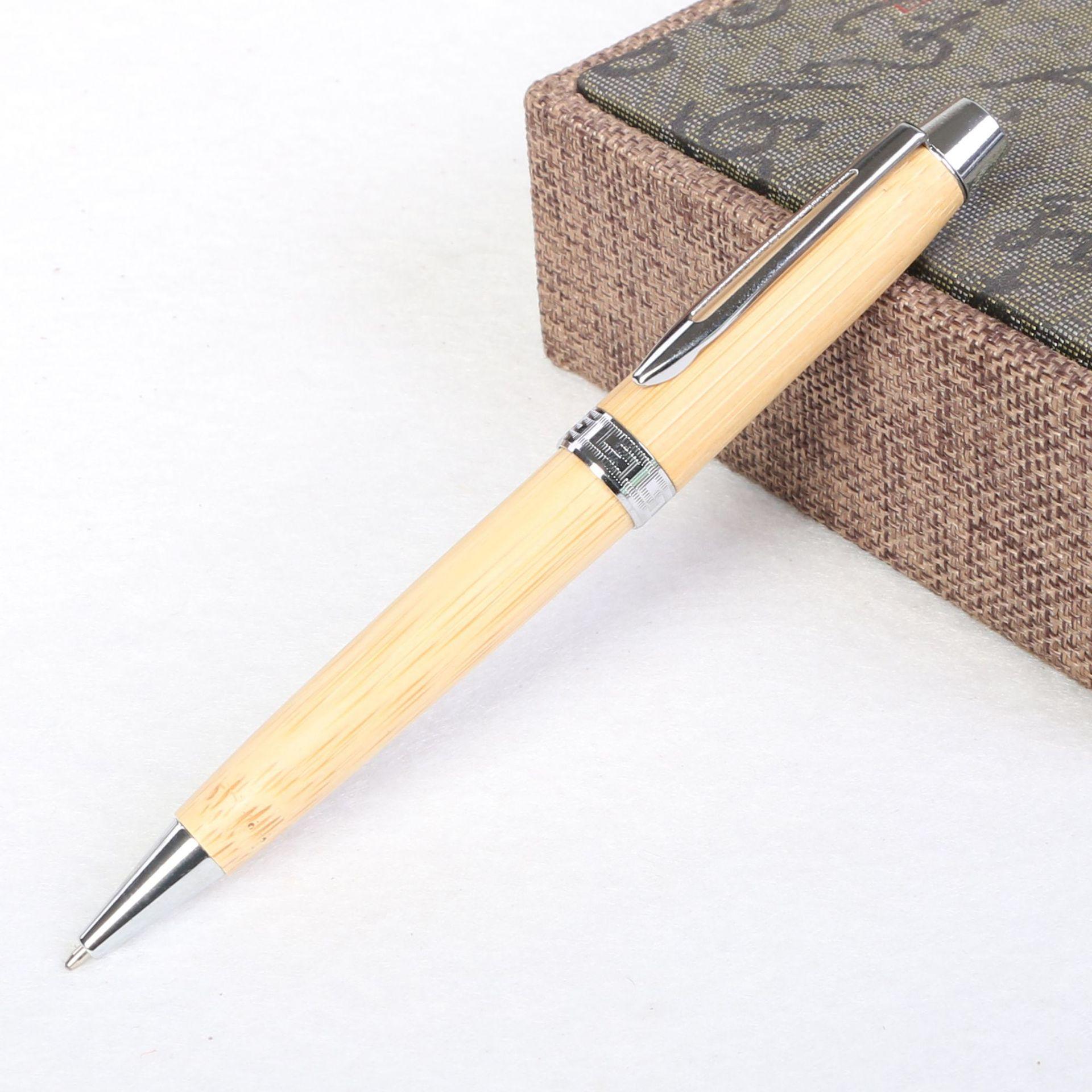 Solid Wood Box Office Business Bamboo Signature Ball Pen, Advertising Gift Bamboo Wood Spinning Ballpoint Pen Set