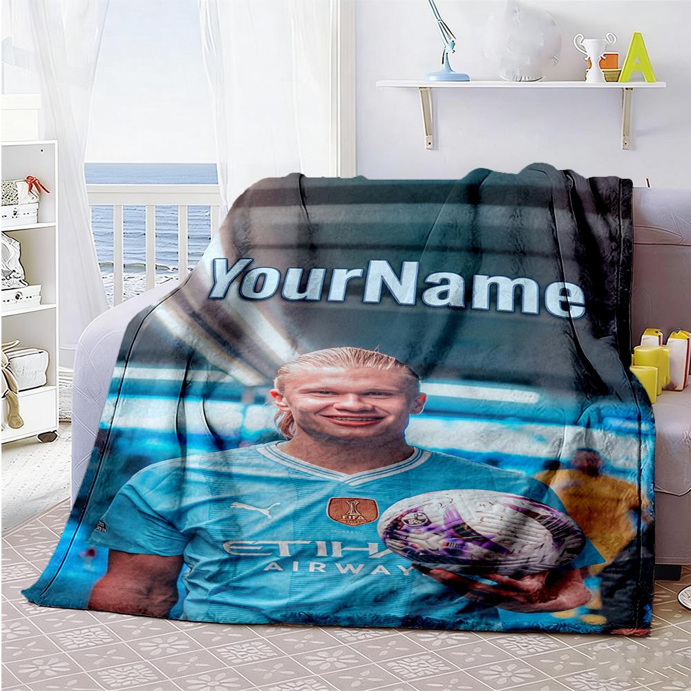 Haaland 180 Personalized Text Blanket Multi-purpose Personalized Blanket Comfortable Versatile for Couch Home Decor Office Bedding All-Season Use