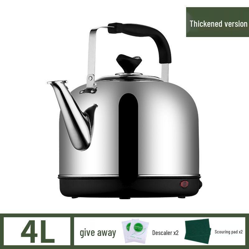304 Stainless Steel Large Electric Kettle with Auto Power-Off & Keep Warm, Whistle Teapot for Household