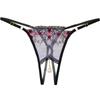 Pearl Pendant Open Thongs Women Underwear Crotchless Embroidery G String Tanga Briefs Lace Transparent Sexy Lingerie