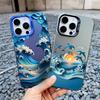 Marine Sharks Dolphins Blue Sea Waves Phone Case for iPhone 16 15 Pro Max Plus 14 13 Mini 12 11 Pro Max Shockproof Laser Covers