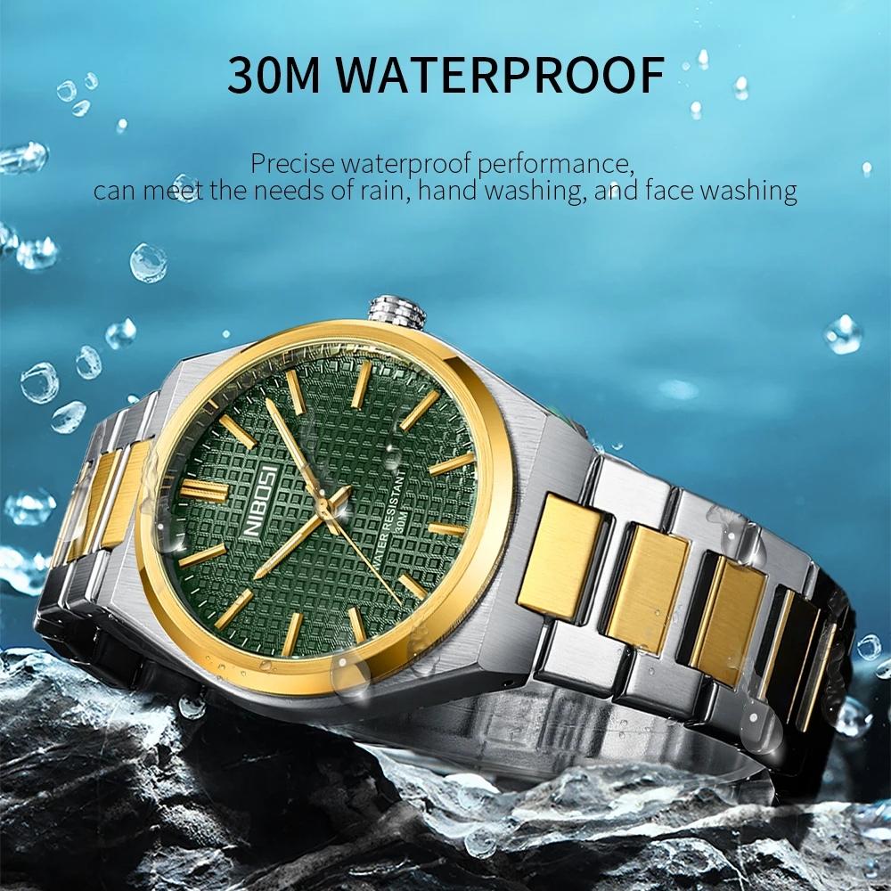 NIBOSI Men Watch Stainless Steel Luminous Luxury Watches For Men Waterproof Casual Sports Quartz Watch