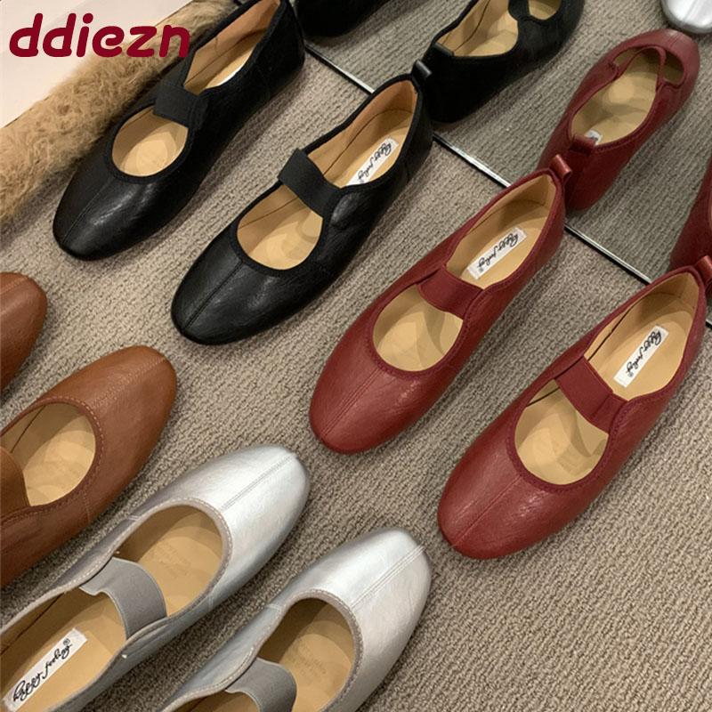 Fashion Fashion Elastic Band Women Flats Mary Janes Shoes Soft Female Shallow Footwear Round Toe Ladies Flats Slip On Shoes  lady