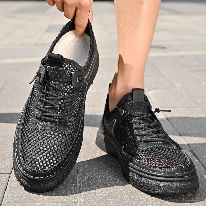 Hollow board shoes men's casual trend mesh one pedal breathable summer 2025 new student lazy shoes