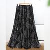 Bailuyu French Retro Botanical Print Pleated Maxi Skirt