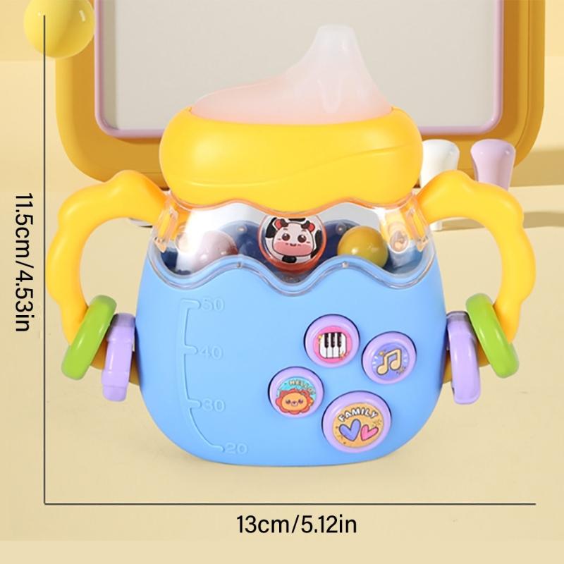 Electric Rattle Hand Bells Baby Music Rattle Teething Bottle Toy Educational Rattle Phone Toy for Infant Birthday Gift