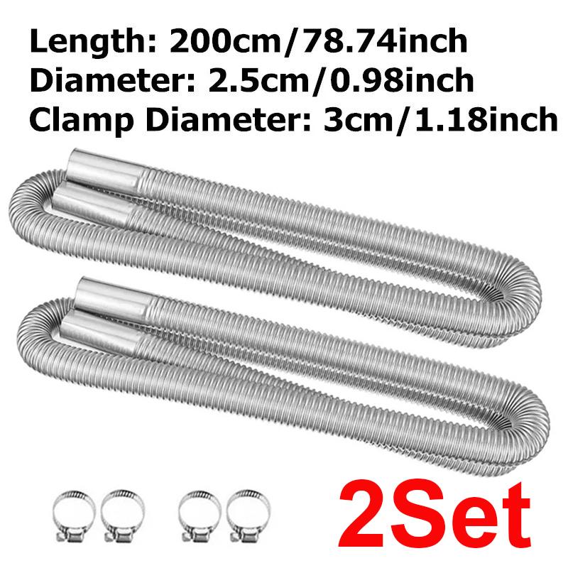 2X 60cm 100cm 120cm 150cm 200cm 250cm 300cm Air Diesel Parking Heater Stainless Steel Exhaust Pipe Tube Vent Hose Car Truck Van